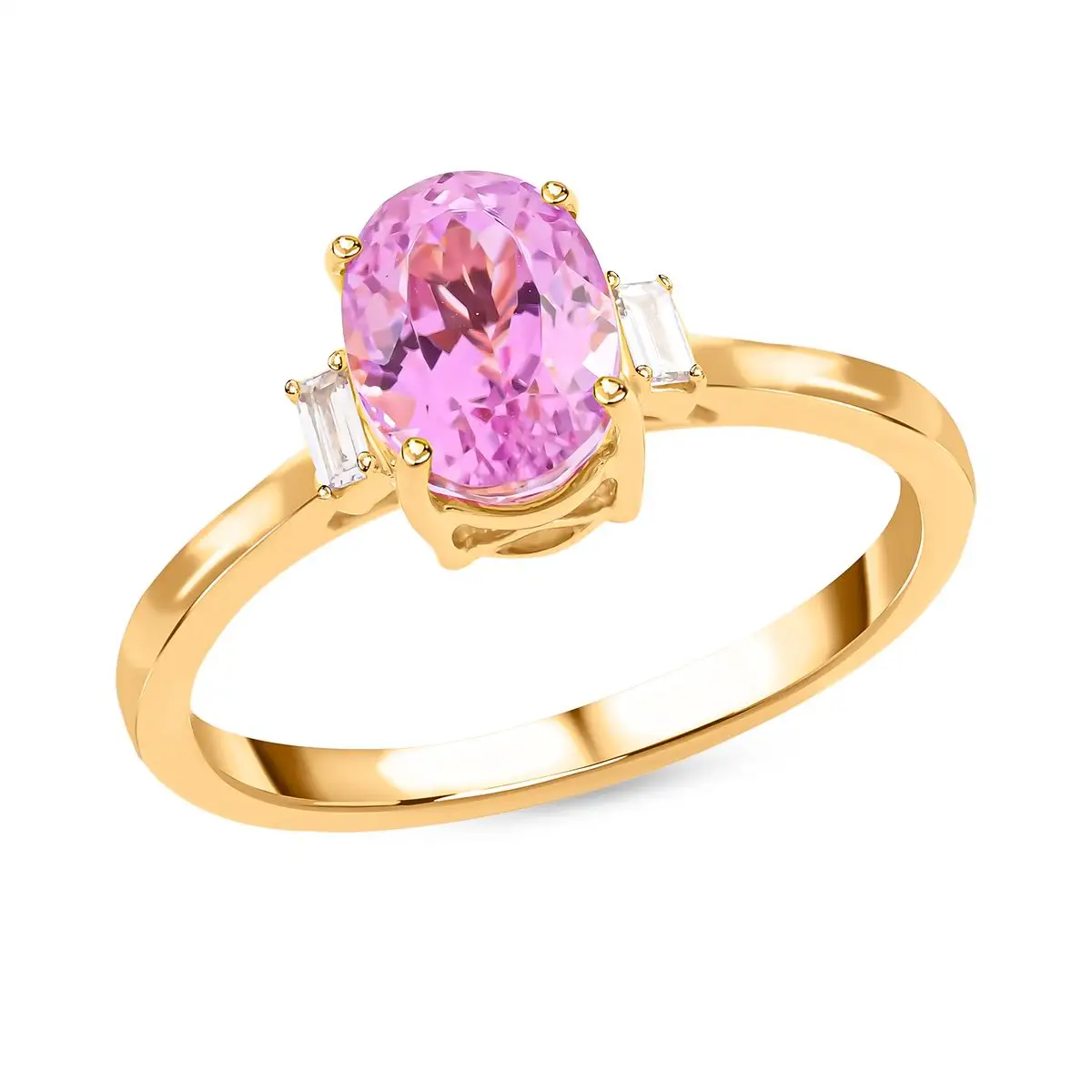 Certified & Appraised Iliana 18K Yellow Gold AAA Patroke Kunzite and G-H SI Diamond Ring