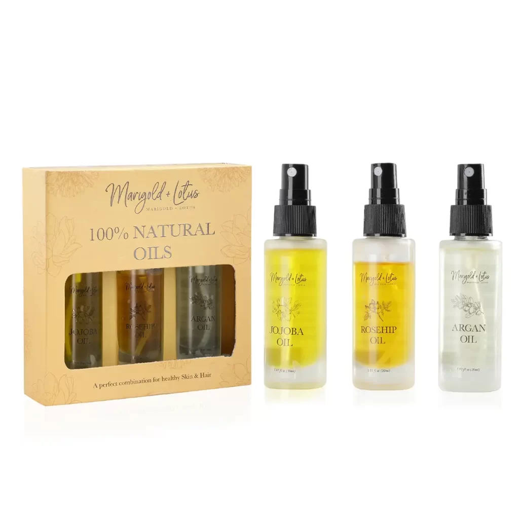 Marigold and Lotus Set of 3 Rosehip, Jojoba and Argan Oils