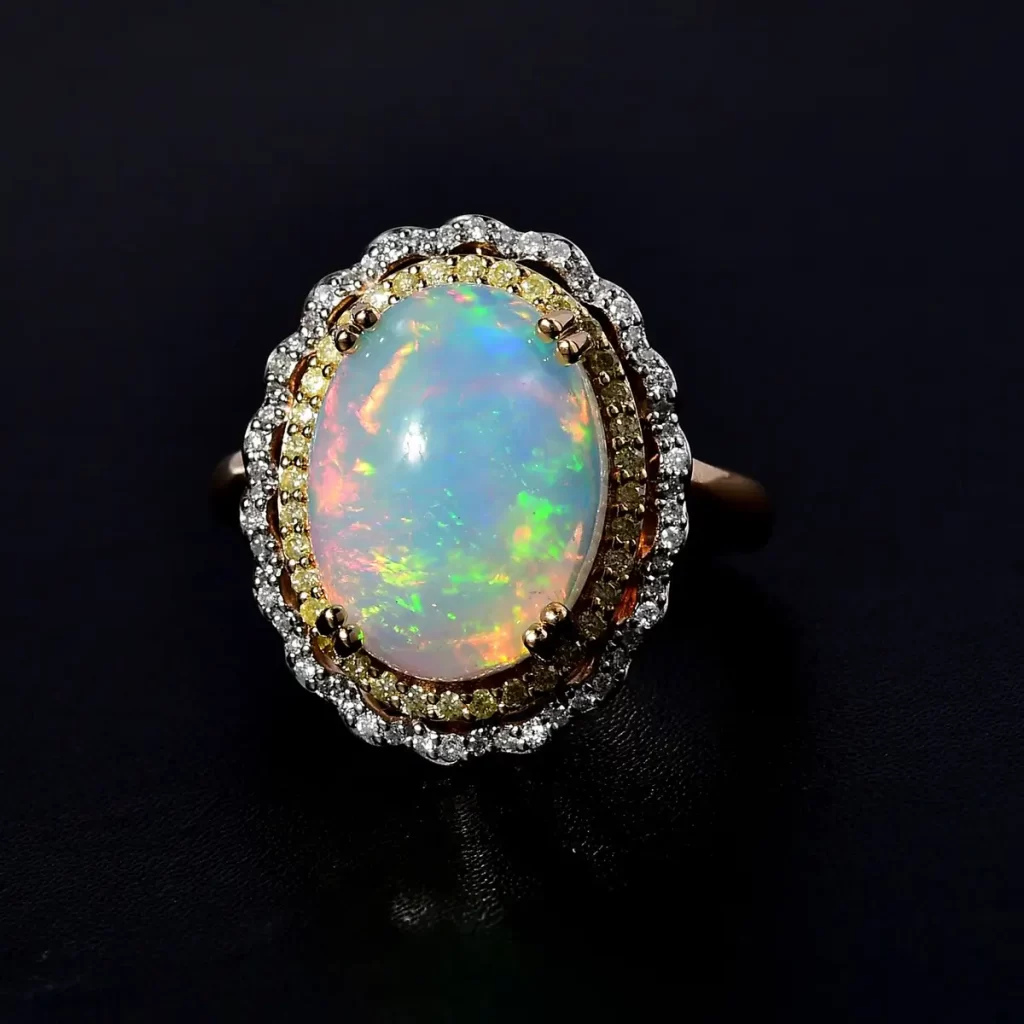 Luxoro 14K Yellow Gold AAA Ethiopian Welo Opal Ring Welo Opal Meaning