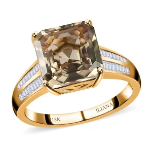 Iliana 18K Yellow Gold AAA Turkizite and G-H SI Diamond Ring, Wedding Rings For Women 4.25 Grams 4.50 ctw
