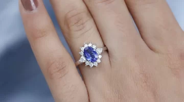 AAA Tanzanite Ring with moissanite halo tanzanite engagement ring