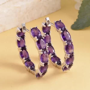 amethyst hoop earrings