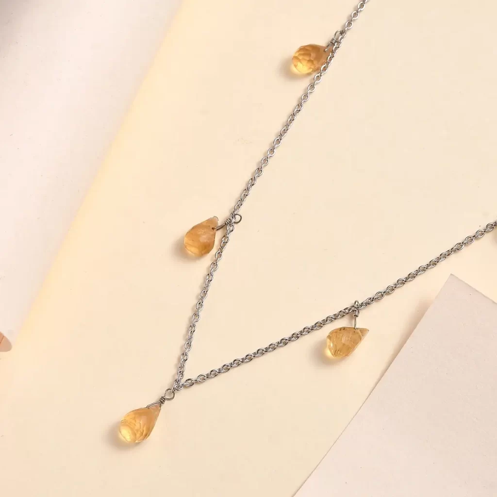 dainty citrine station necklace 