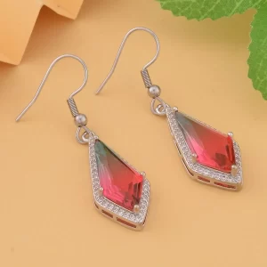 Fusion Multi Color Glass and Simulated Diamond Dangle Earrings