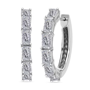 Cowboycore jewelry Moissanite Hoop Earrings in Platinum Plated Sterling Silver