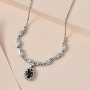 Tanzanian Platinum Spinel and White Zircon Floral Necklace