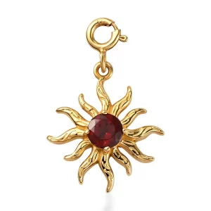 Mozambique Garnet Sun Charm in Vermeil YG Over Sterling Silver 0.65 ctw
