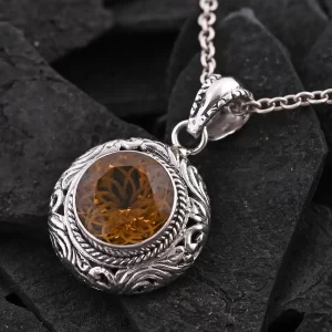 Bali Legacy Brazilian Citrine Pendant in Sterling Silver 6.50 ctw
