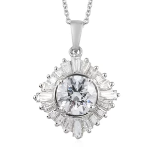 Lustro Stella Made with Finest CZ Pendant Necklace 20 Inches in Platinum Over Sterling Silver 5.50 ctw
