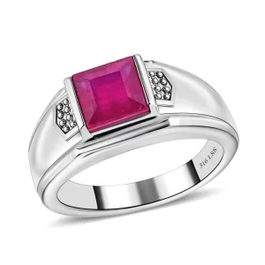 Niassa Ruby (FF) Men's Ring in Stainless Steel 2.35 ctw
