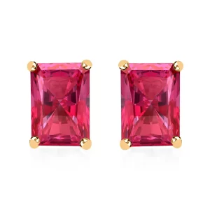 Premium Ouro Fino Rubellite Solitaire Stud Earrings in Vermeil Yellow Gold Over Sterling Silver 2.50 ctw
