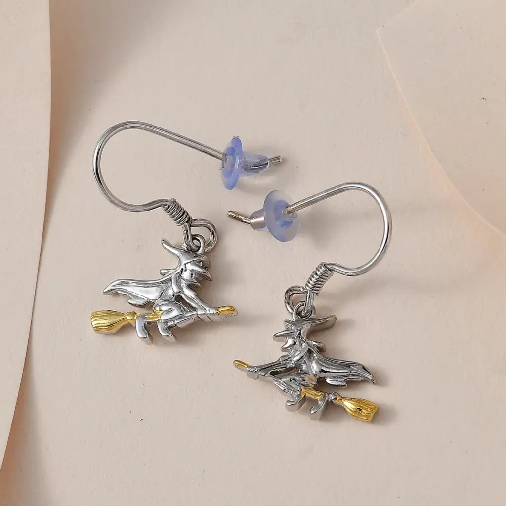 unique silver earrings witch earrings 