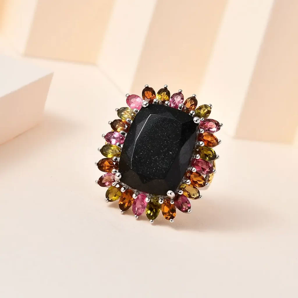 Black Tourmaline Spiritual Meaning and Multi-Tourmaline Floral Ring