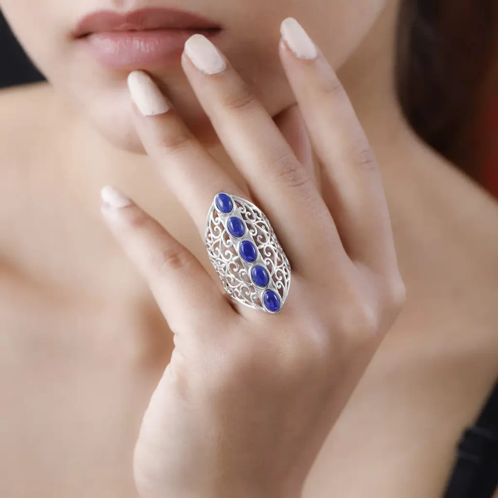 Karis Lapis Lazuli Openwork Elongated Ring