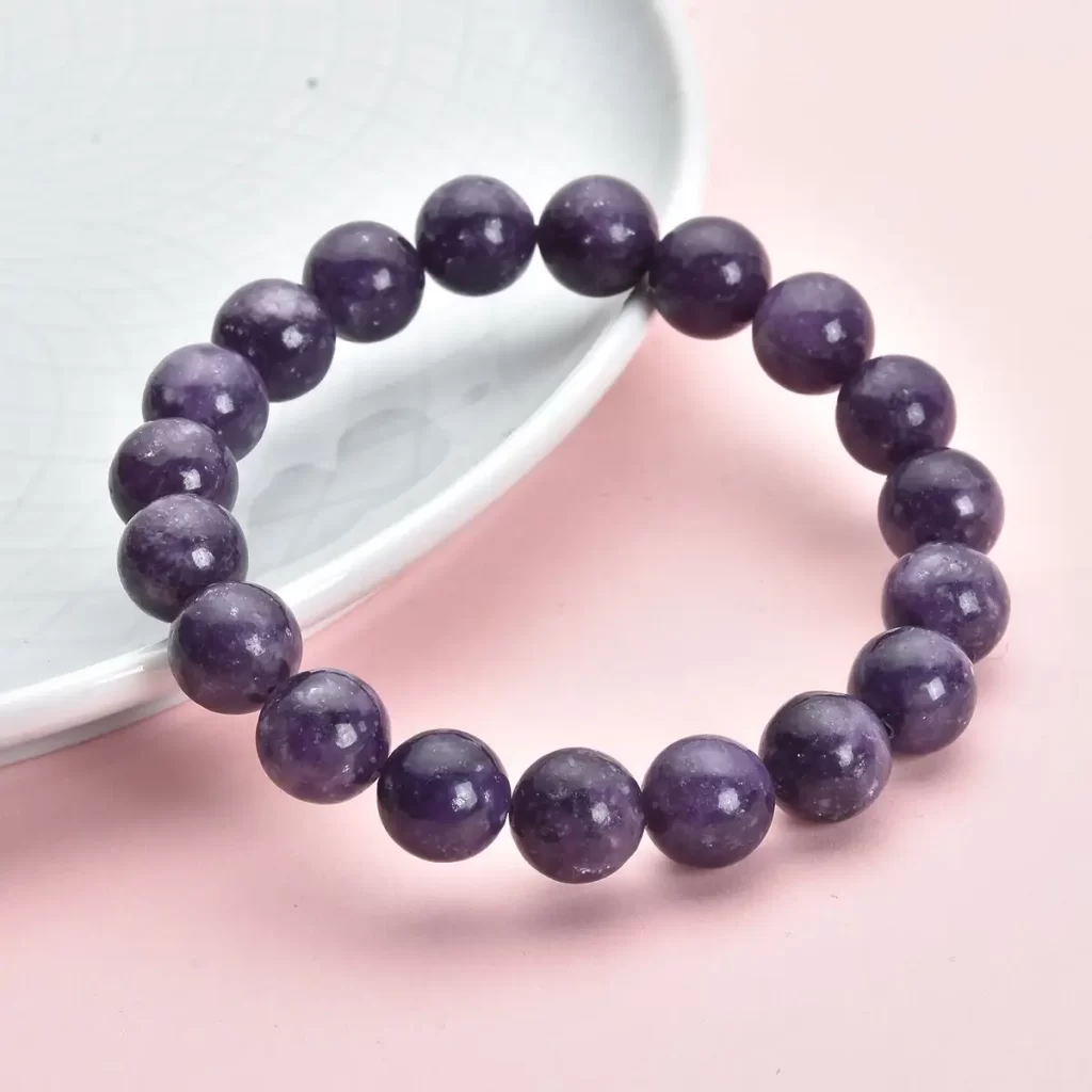 Purple Lepidolite Beaded Stretch Bracelet