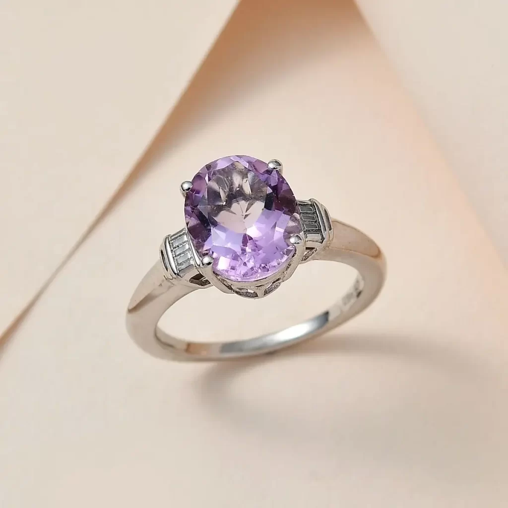 best sterling silver rings Rose De France Amethyst Solitaire Ring