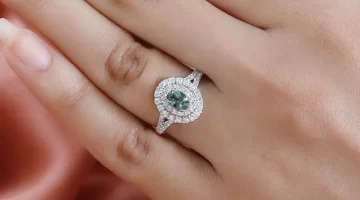 AAA Narsipatnam Alexandrite engagement rings and Moissanite Double Halo Ring