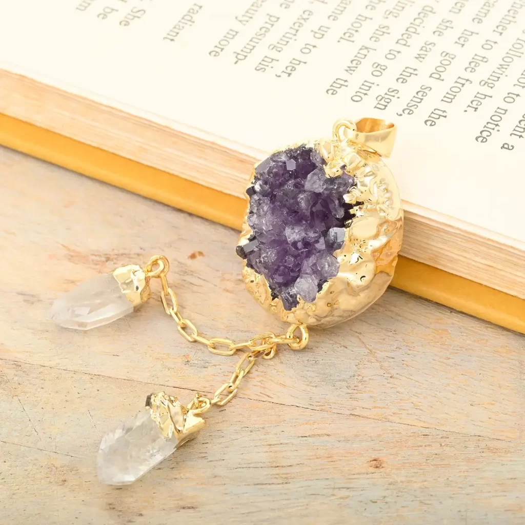 Manifest good health with Amethyst and Crystal Pendant