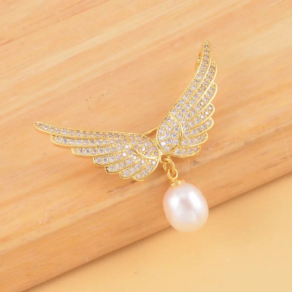 June birthstone pearl brooch