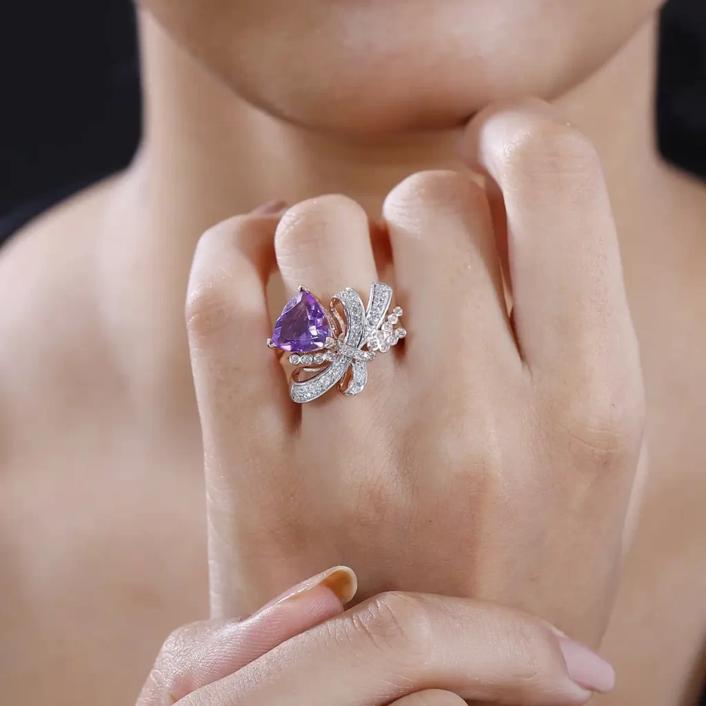 Violet Gemstone Rose De Morocco Amethyst Ring