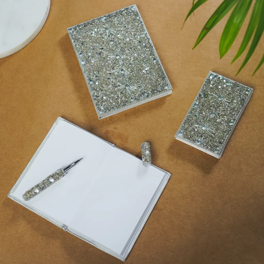 journal prompts for manifestation scripting for manifestation diary 3 Silver Bedazzled Diary with Matching Pen